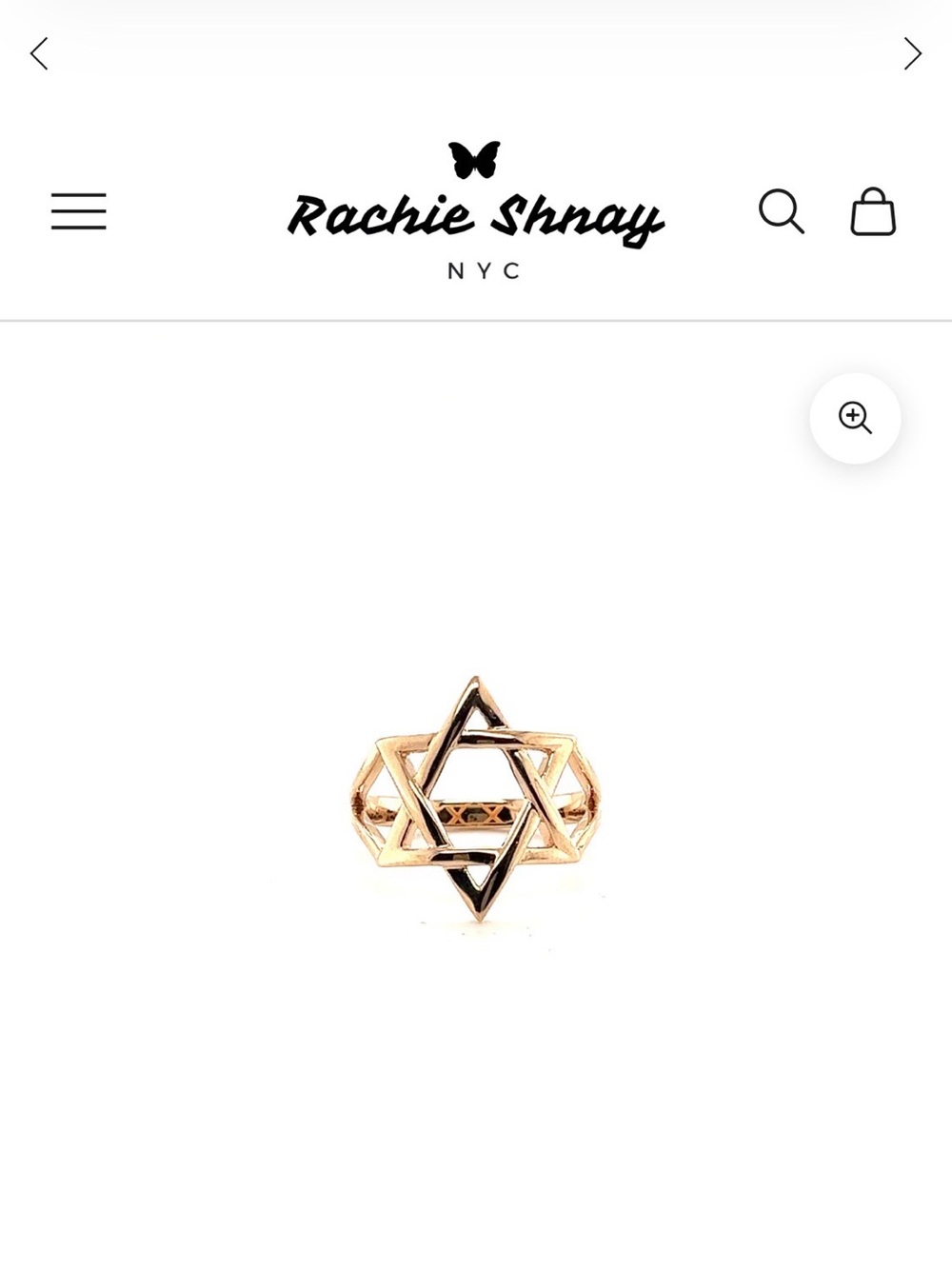 Rachie Shnay 14k White Gold Mazel Ring Size 7.5